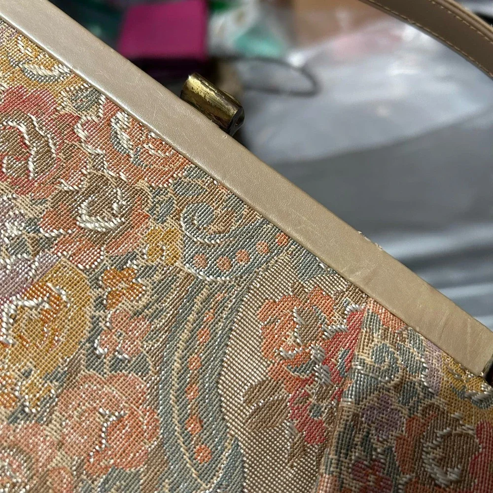Vintage Floral Tapestry Embroidered Clutch Bag - “Deana” - Picture 6 of 15